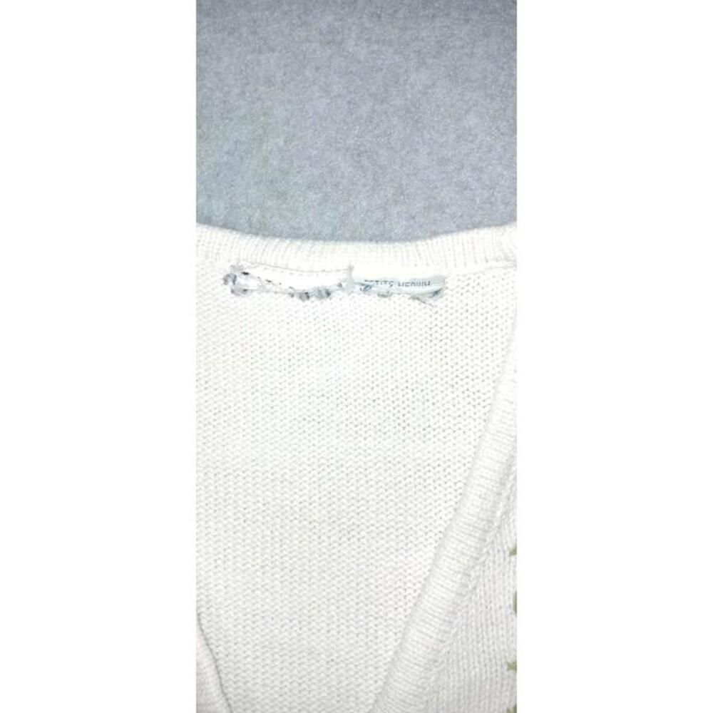 Bird Embroidered Knitted Sweater Vest Womens Size Petite Medium White Birds And - Picture 2 of 10